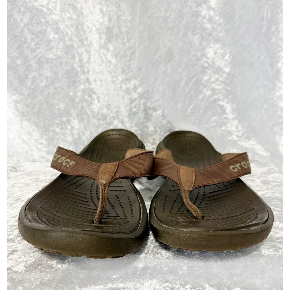 Crocs Yukon Vista LR Flip Flops Mens Sz 12 Brown Espresso LiteRide Foam Sandals